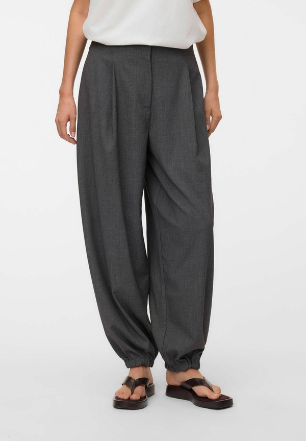 Vero Moda VMTEXAS MW BALLOON PANT - Trousers - dark grey melange