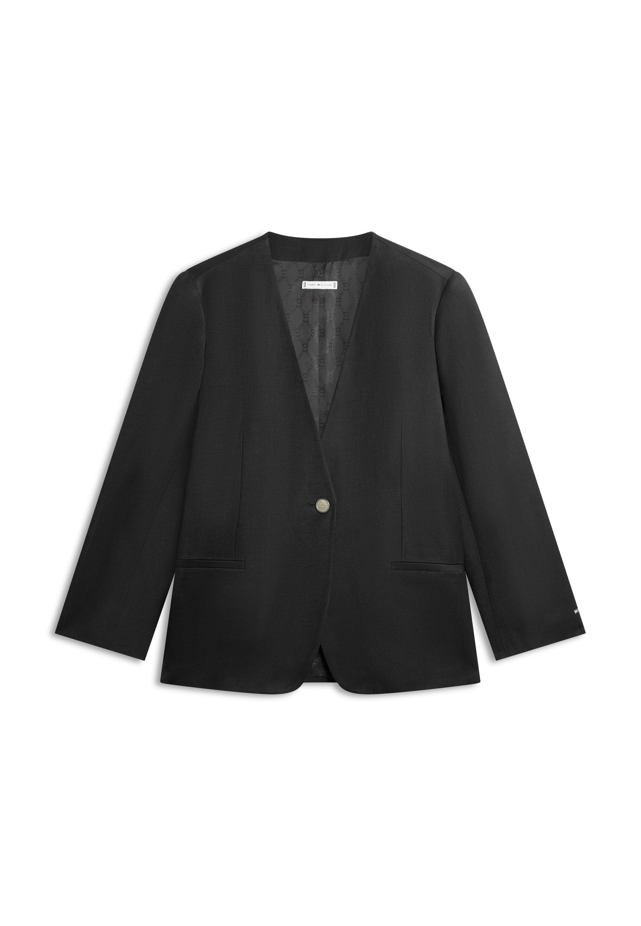 GOLD-TONE BUTTON RELAXED LINEN BLEND BLAZER Media 1