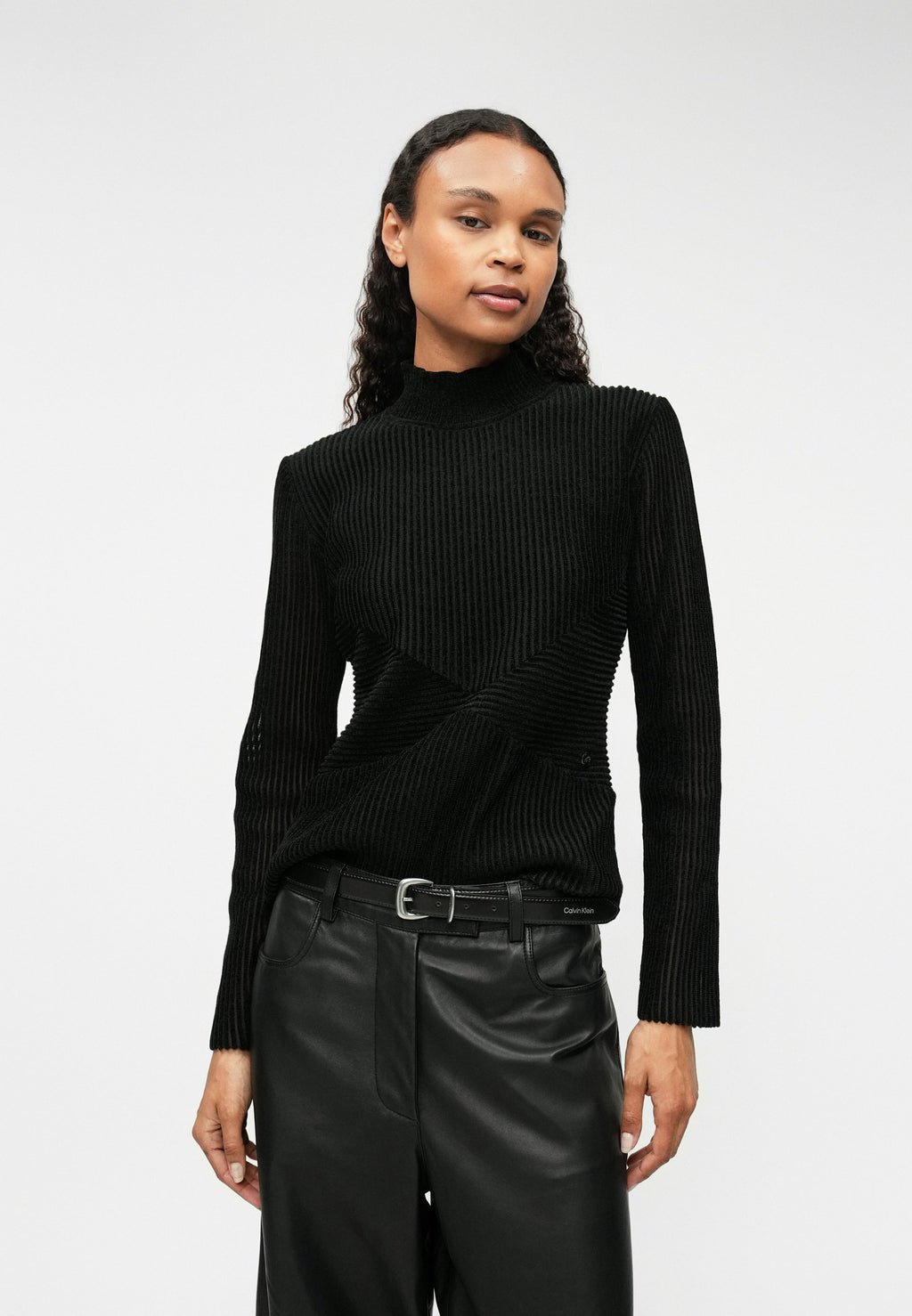 ELEGANT FLOCK MOCK NECK Media 5