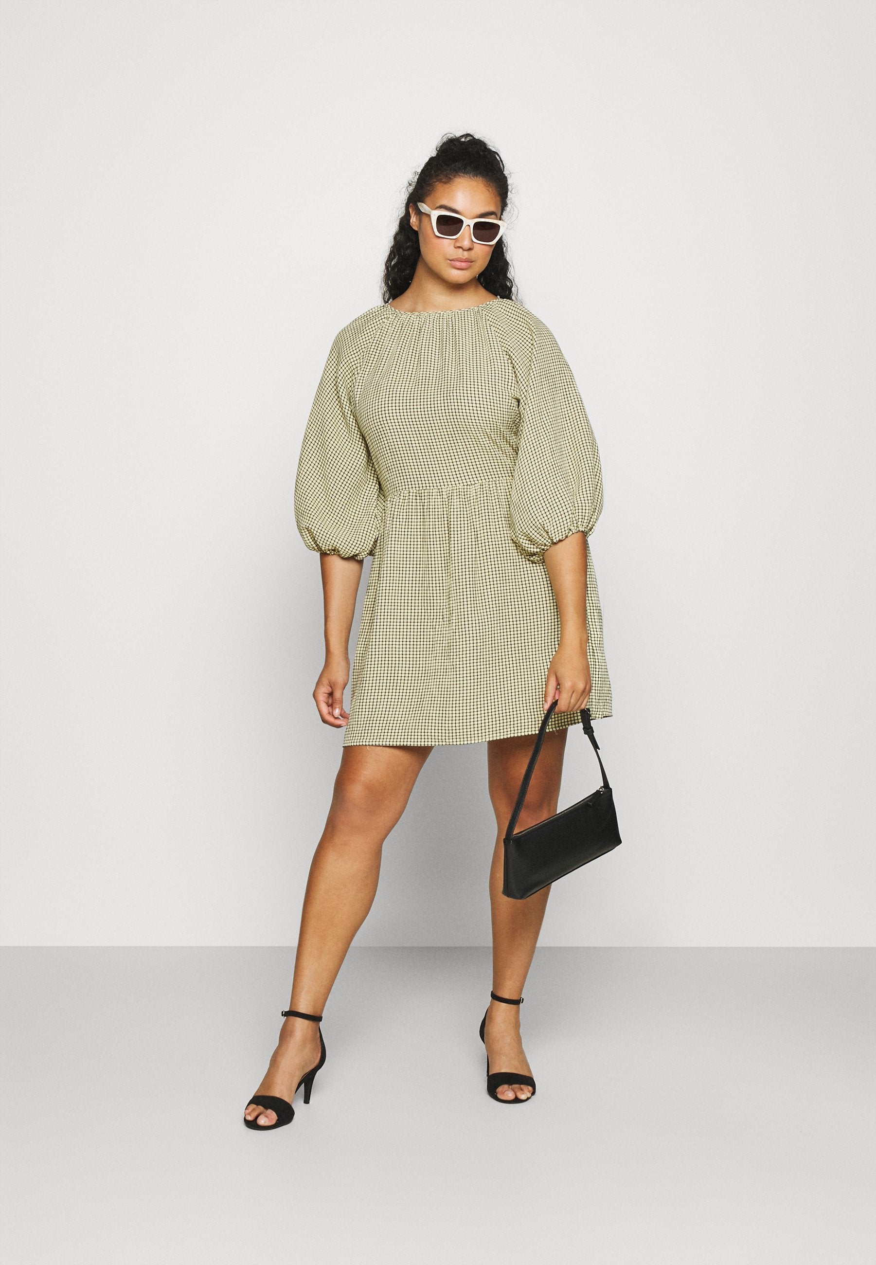 Missguided Plus CHECK PUFF SLEEVE DRESS