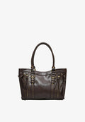 Bershka WITH ZIPS AND STUDS - BAG - Handbag - brown