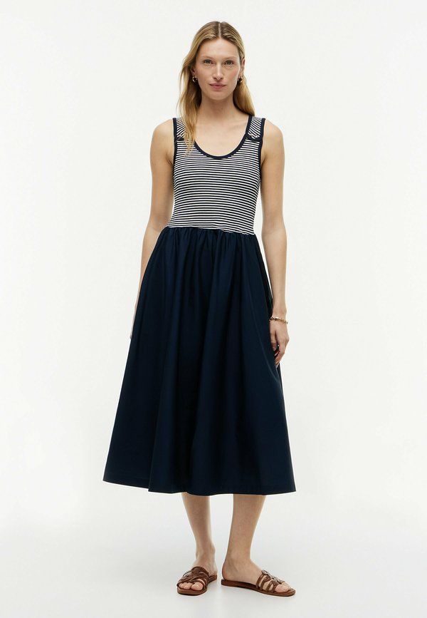 Tommy Hilfiger TOMMY HILFIGER GOLD-TONE BUTTON SLIM MIXED MIDI DRESS - Day dress - dark night navy  ecru stp
