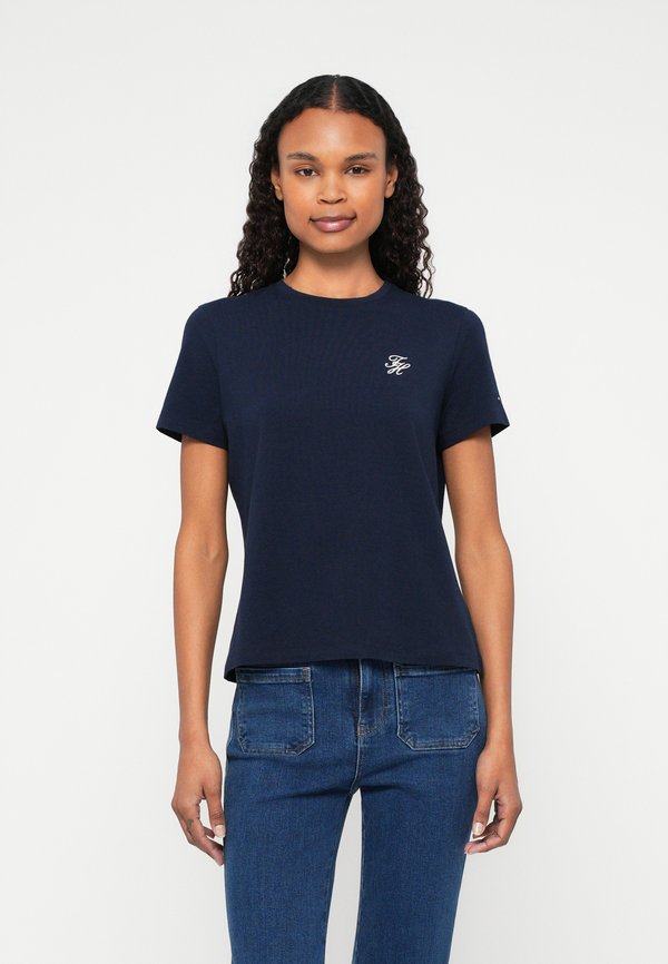 Tommy Hilfiger LOGO EMBROIDERY JERSEY CREW NECK T-SHIRT - Basic T-shirt - dark night navy
