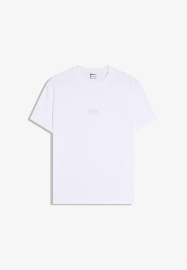 Bershka ROLL UP SHORT SLEEVE  - Print T-shirt - white