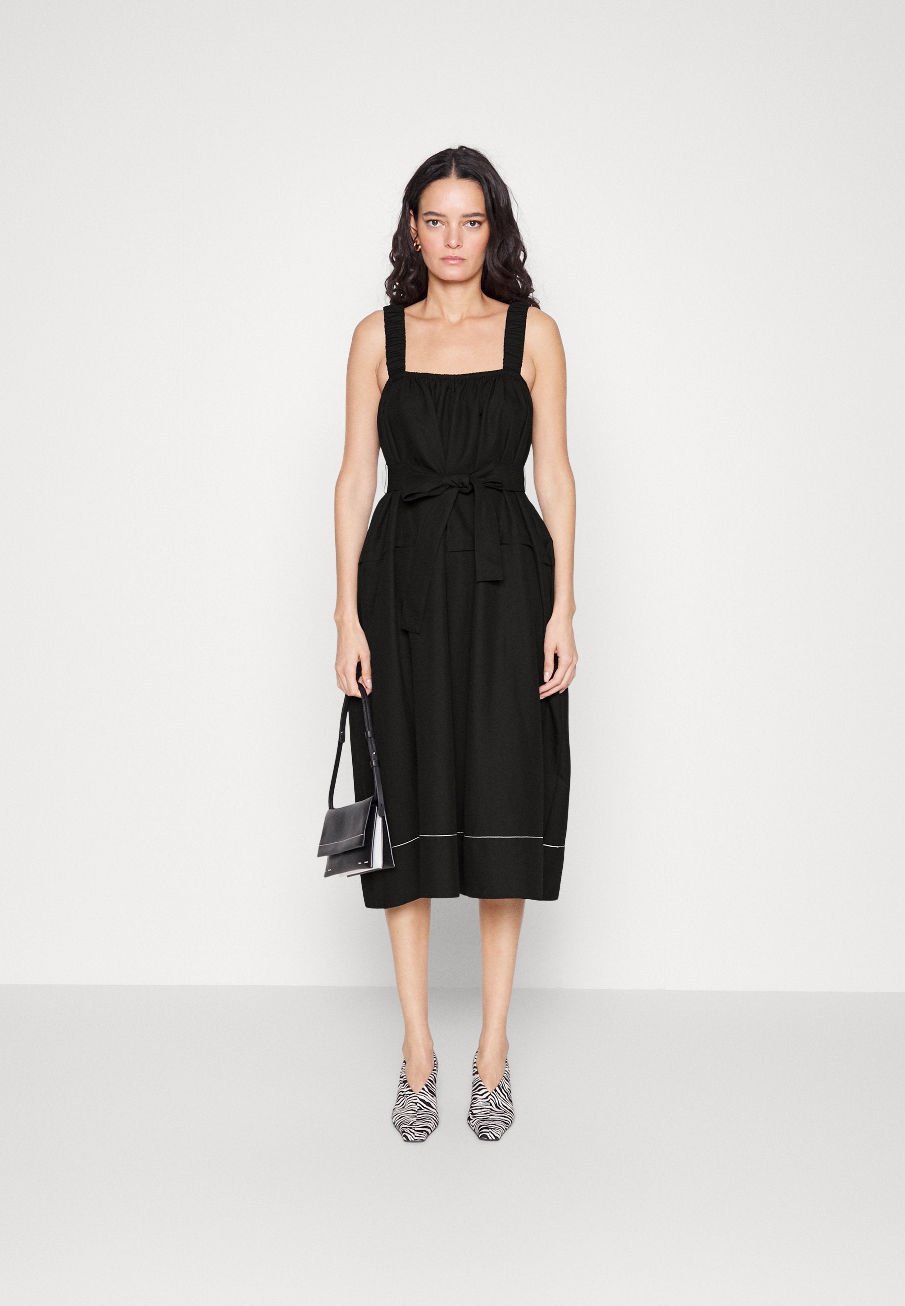 Proenza Schouler White Label DRAPEY SUITING BELTED DRESS