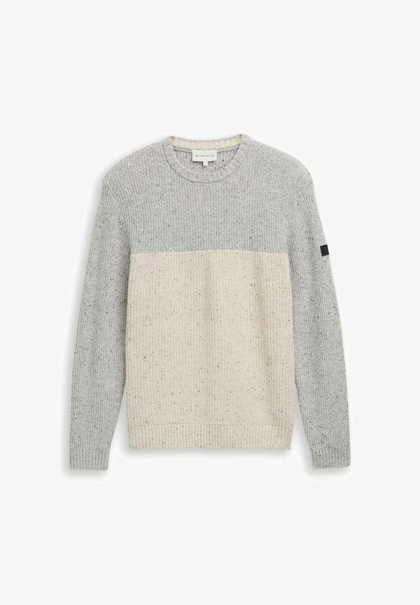 TOM TAILOR Jumper - grey offwhite nep colorblock
