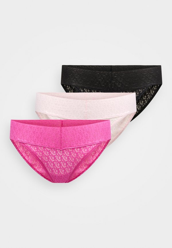 Calvin Klein Underwear LOW RISE ICON LOGO LACE 3 PACK  - Briefs - black/cradle pink/stunning orchid