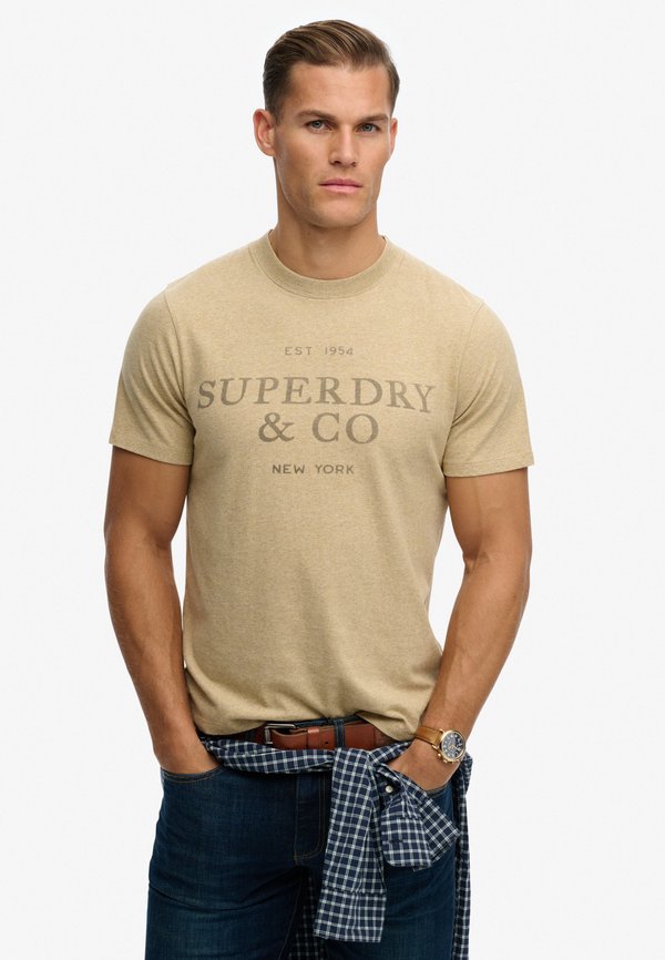 Superdry & Co SUPERDRY 1954 COMPANY RELAXED T-SHIRT.. - Print T-shirt - pumice stone beige marl