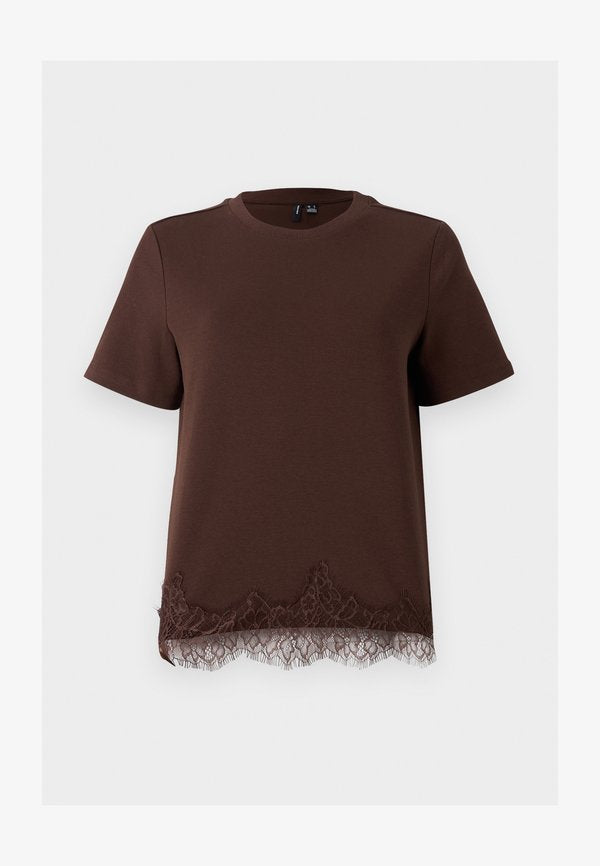 Vero Moda VMSARA METTE - Basic T-shirt - chicory coffee