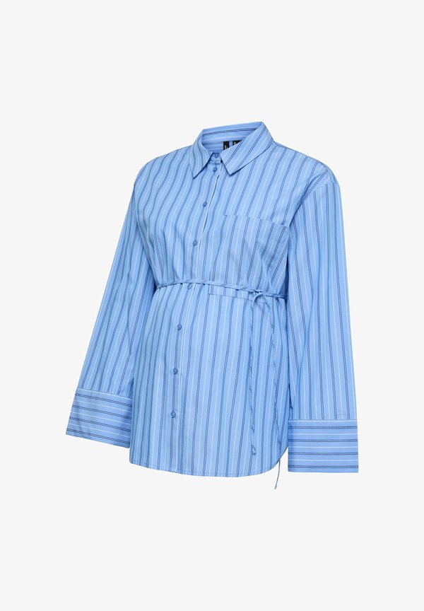 Vero Moda Maternity VMMGINA BELT LS SHIRT WVN - Button-down blouse - provence stripes:navy peony/snow white
