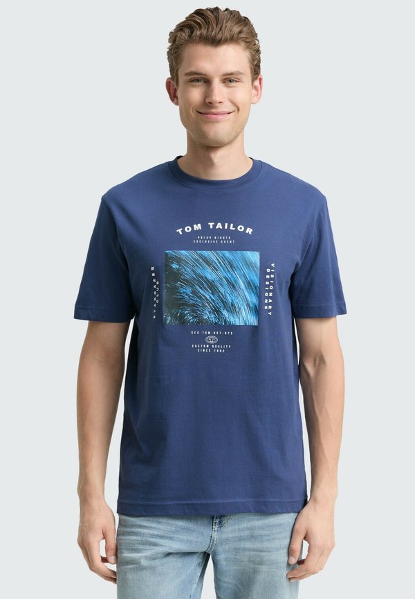TOM TAILOR MIT PRINT - Print T-shirt - ocean blue