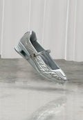 Nike Sportswear SHOX Z CALISTRA - Ankle strap ballerina shoes - metallic silver-coloured/flat silver-coloured