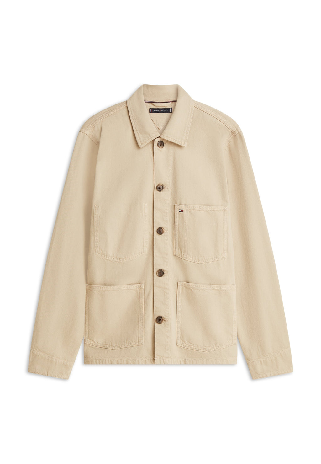 WASHED FLAG EMBROIDERY DENIM CHORE JACKET Media 1