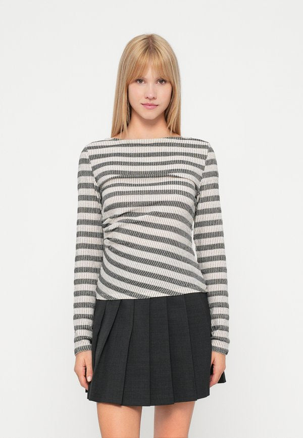 Vero Moda VMSANDRA BOAT NECK  - Long sleeved top - birch/black