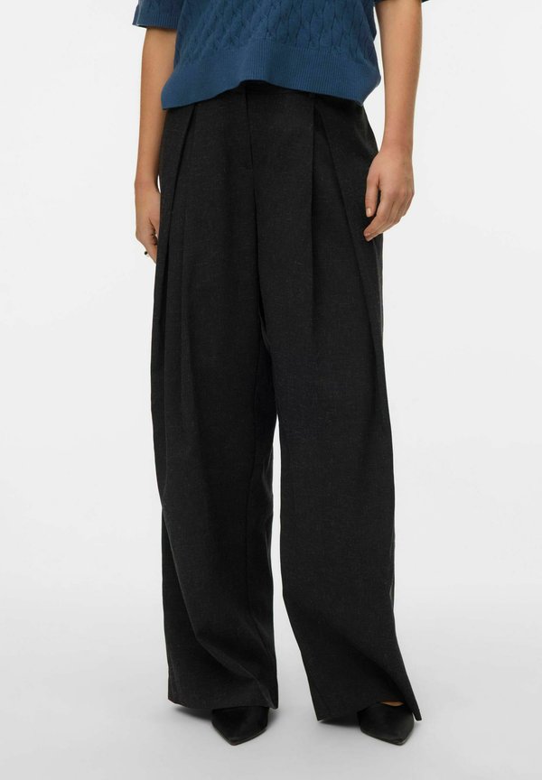 Vero Moda VMSIBILLI Low waist - Trousers - dark grey melange