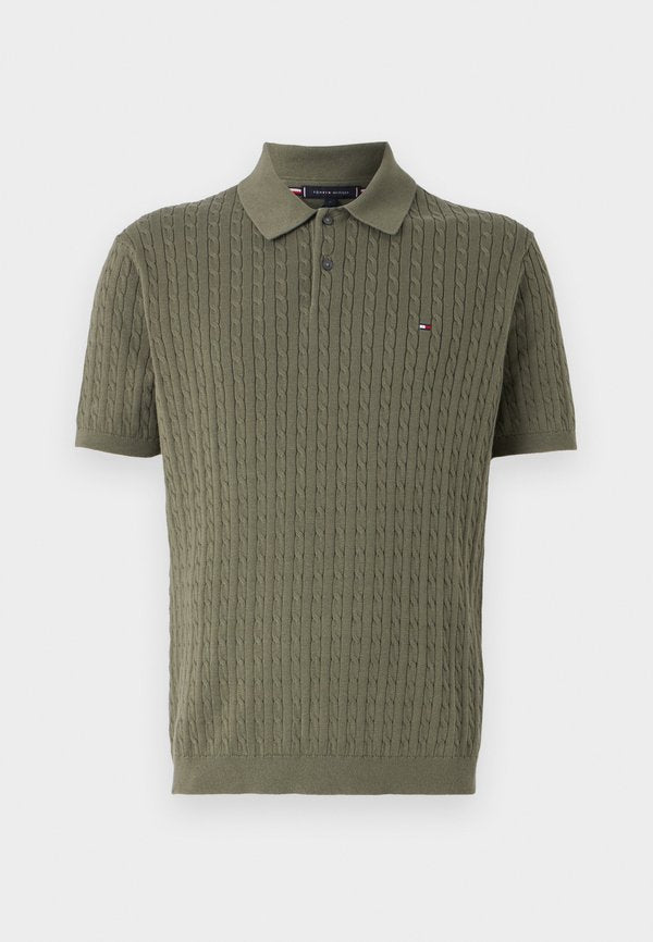 Tommy Hilfiger CABLE KNITTED S/S POLO - ELEVATED ESSENTIALS - Polo shirt - battle green
