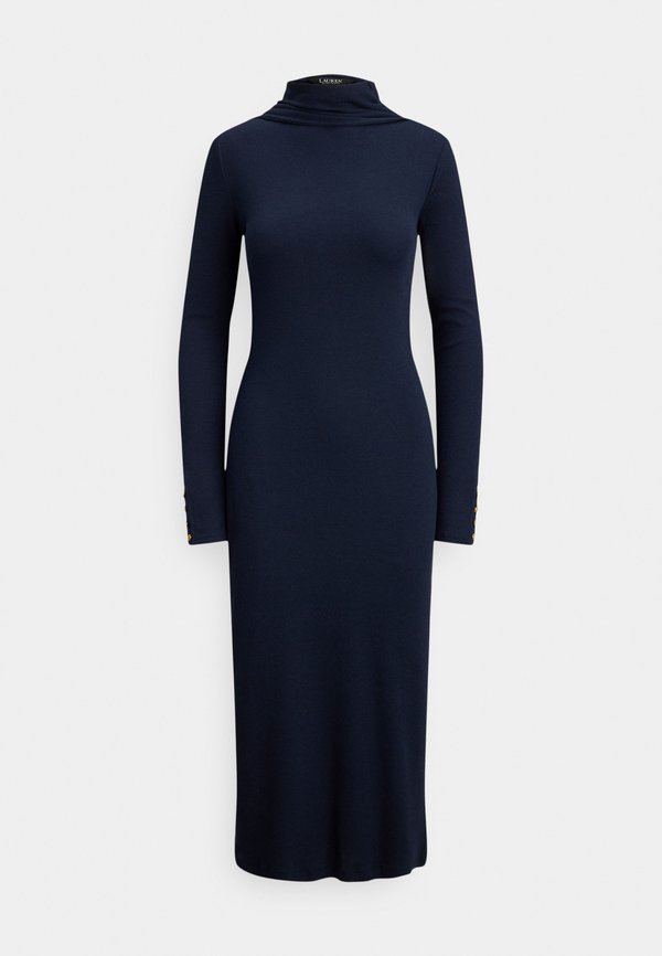 Lauren Ralph Lauren SCARF-TRIM COTTON-BLEND RIB-KNIT DRESS