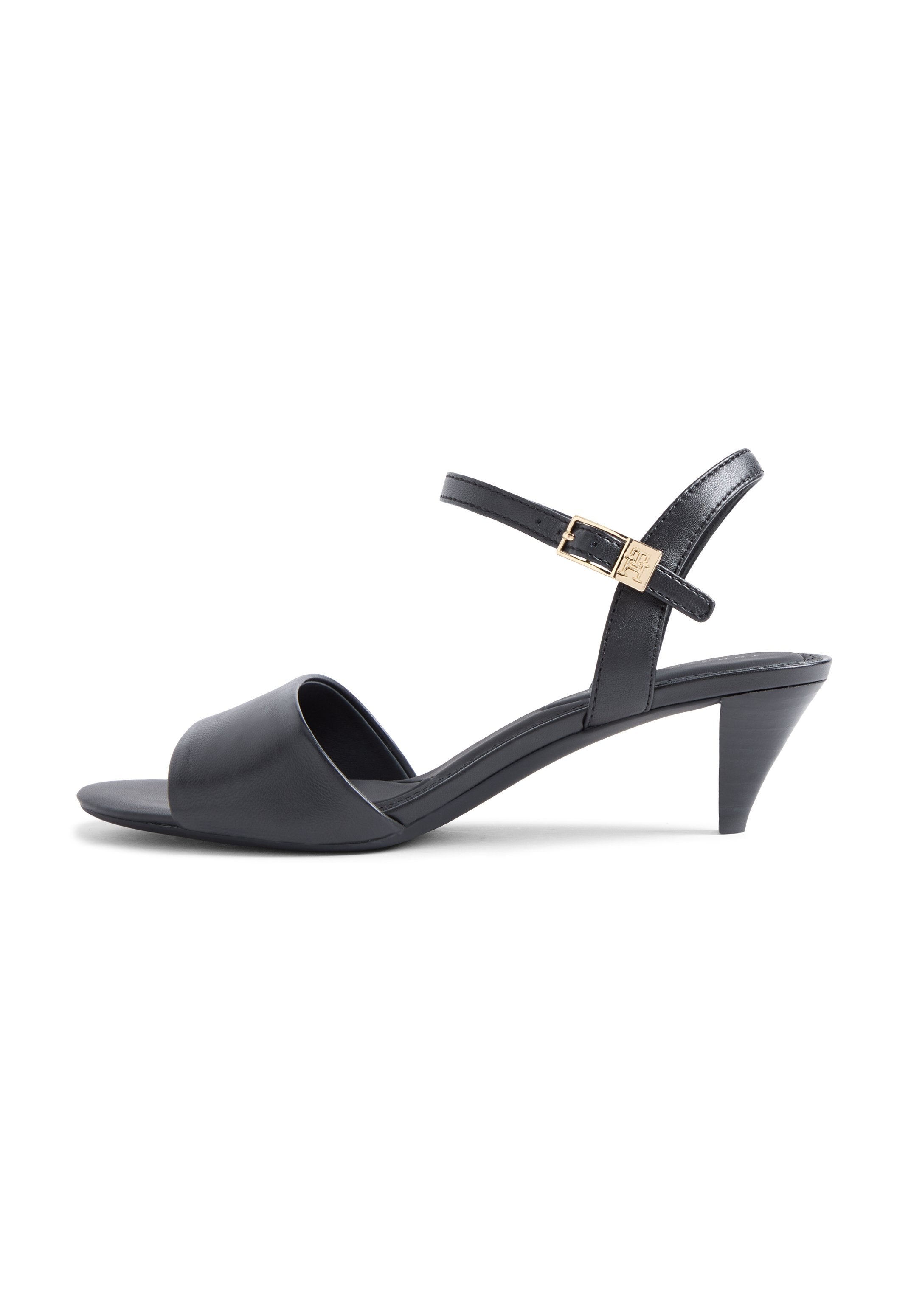 LEATHER OPEN TOE HEELED SANDALS Media 1