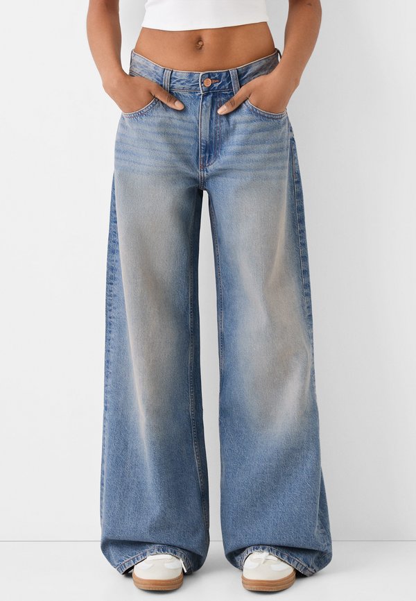 Bershka WIDE-LEG - Wide Leg - blue-grey
