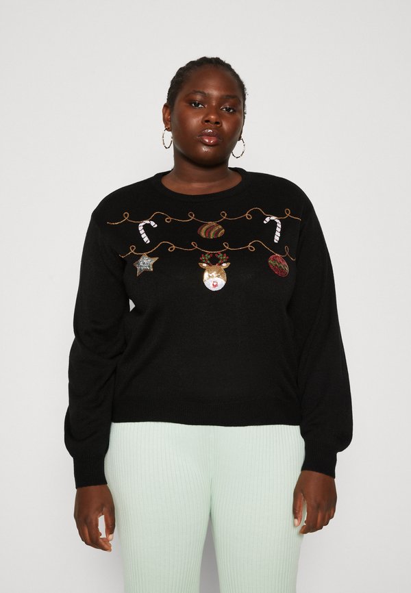 Vero Moda Curve VMGARLAND XMAS - Jumper - black