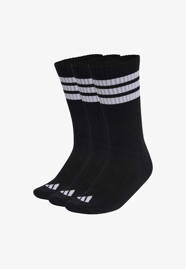 adidas Performance STRIPES CUSHIONED CREW SOCKS UNISEX 3 PACK - Sports socks - black white