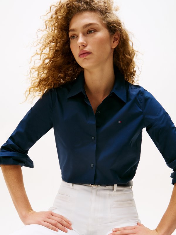Tommy Hilfiger STRETCH REGULAR SHIRT - Button-down blouse - desert sky