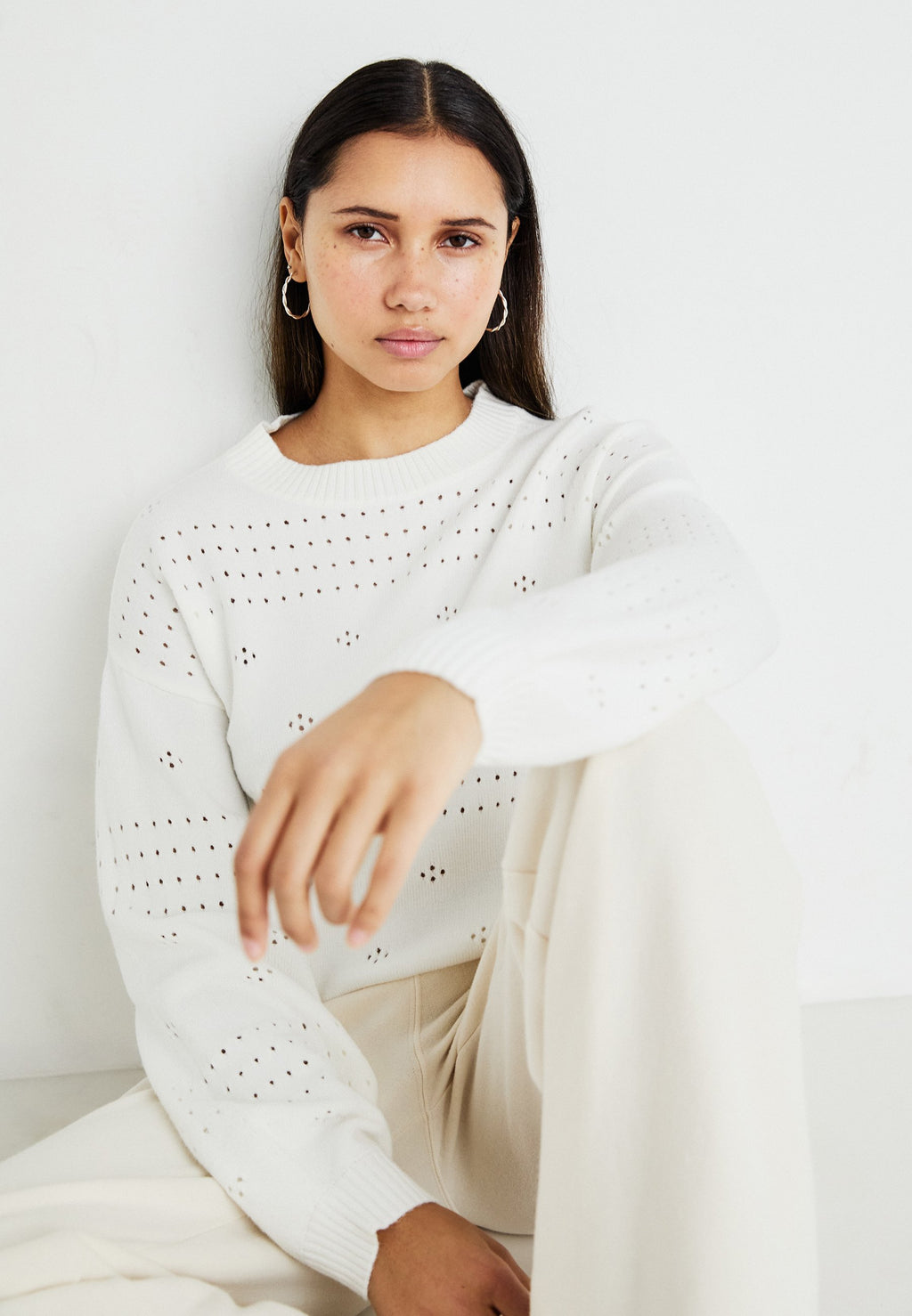 VILA VIRIL O-NECK POINTELLE