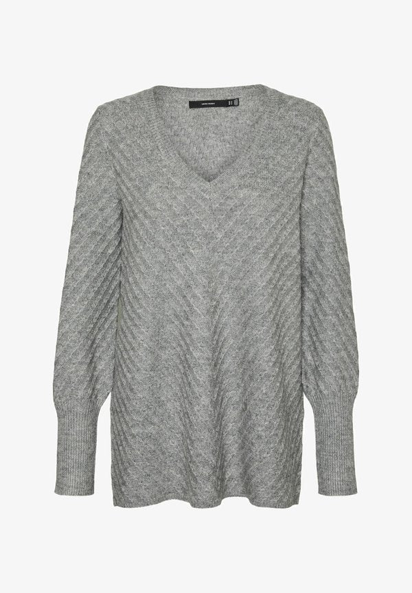 Vero Moda Knitted VMANJASTINNA Knitted - Jumper - medium grey melange