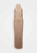 Hervé Léger LAW ROACH RIBBON EMBROIDERED HALTER GOWN