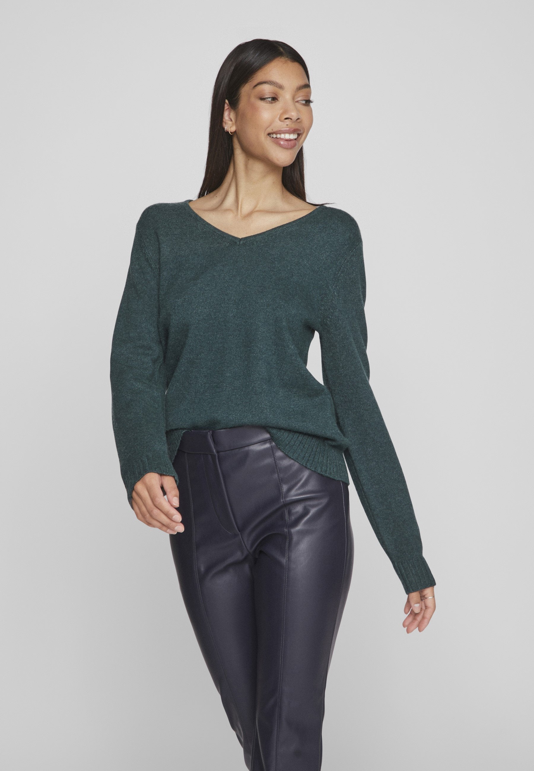 VILA VIRIL V-NECK L/S KNIT TOP - NOOS