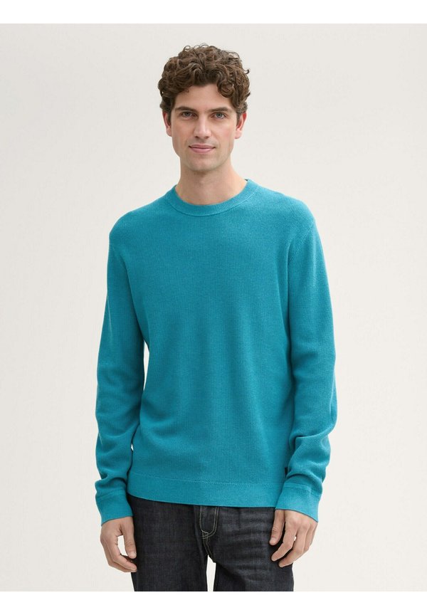 TOM TAILOR STRUKTURIERTER RUNDHALS - Jumper - turquoise blue melange