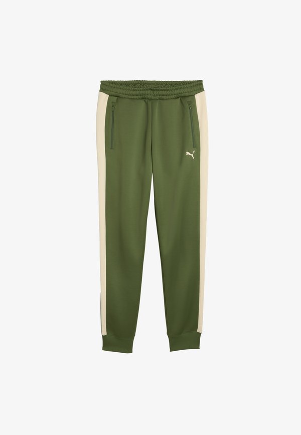 Puma T7 ALWAYS ON TRACK PANTS DK CL - Tracksuit bottoms - earthy green-buttercream