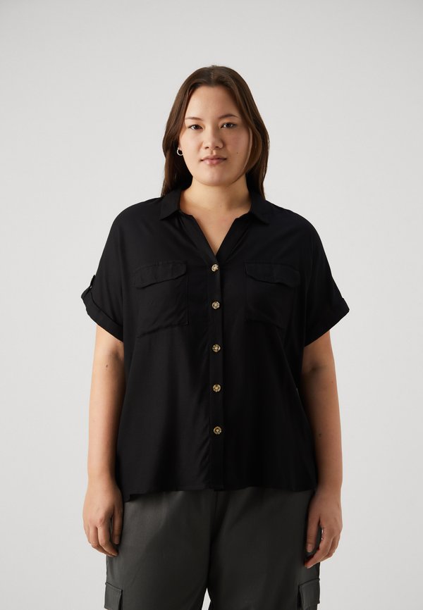 Vero Moda Curve VMCBUMPY - Button-down blouse - black
