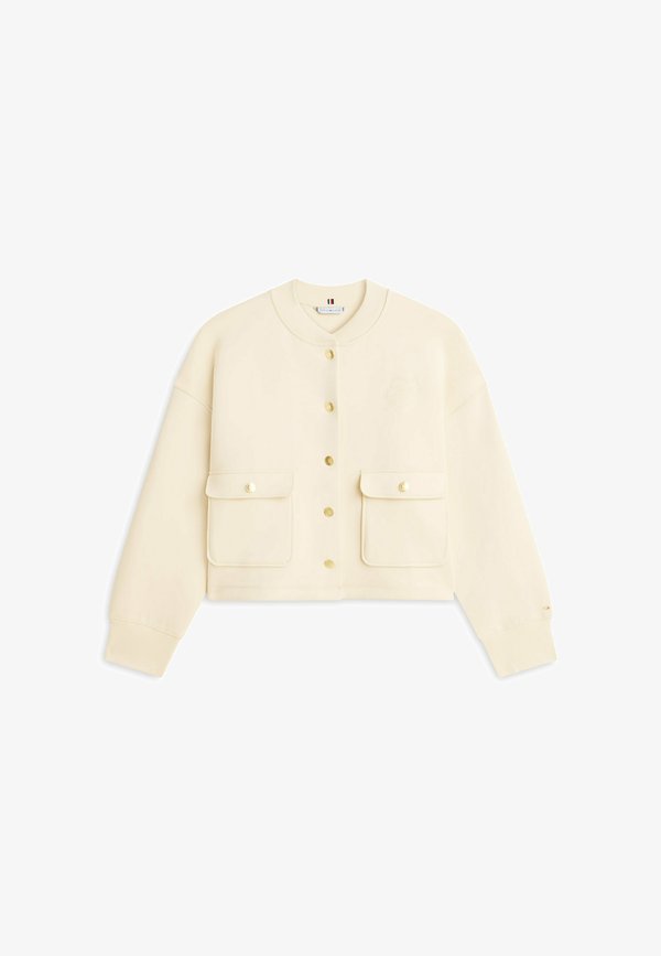 Tommy Hilfiger GOLD-TONE BUTTON INTERLOCK KNIT RELAXED CARDIGAN - Bomber Jacket - country ivory
