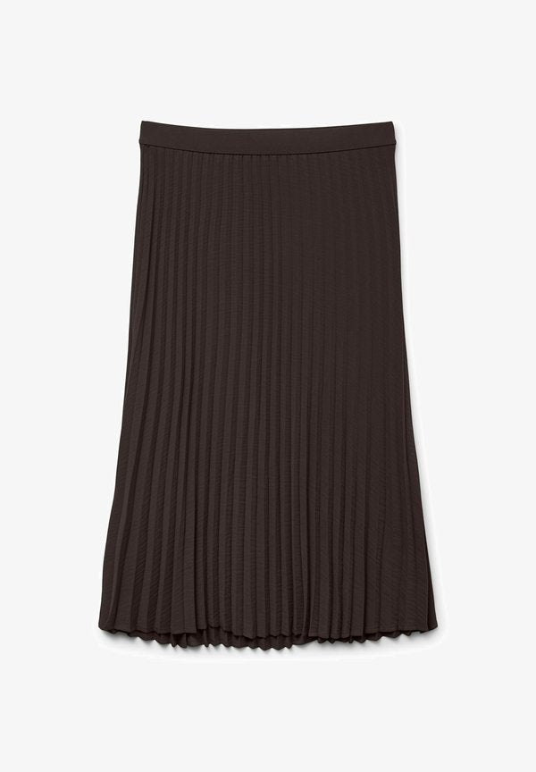 Vero Moda Curve VMCALVA High waist Long - Pleated skirt - chocolate torte