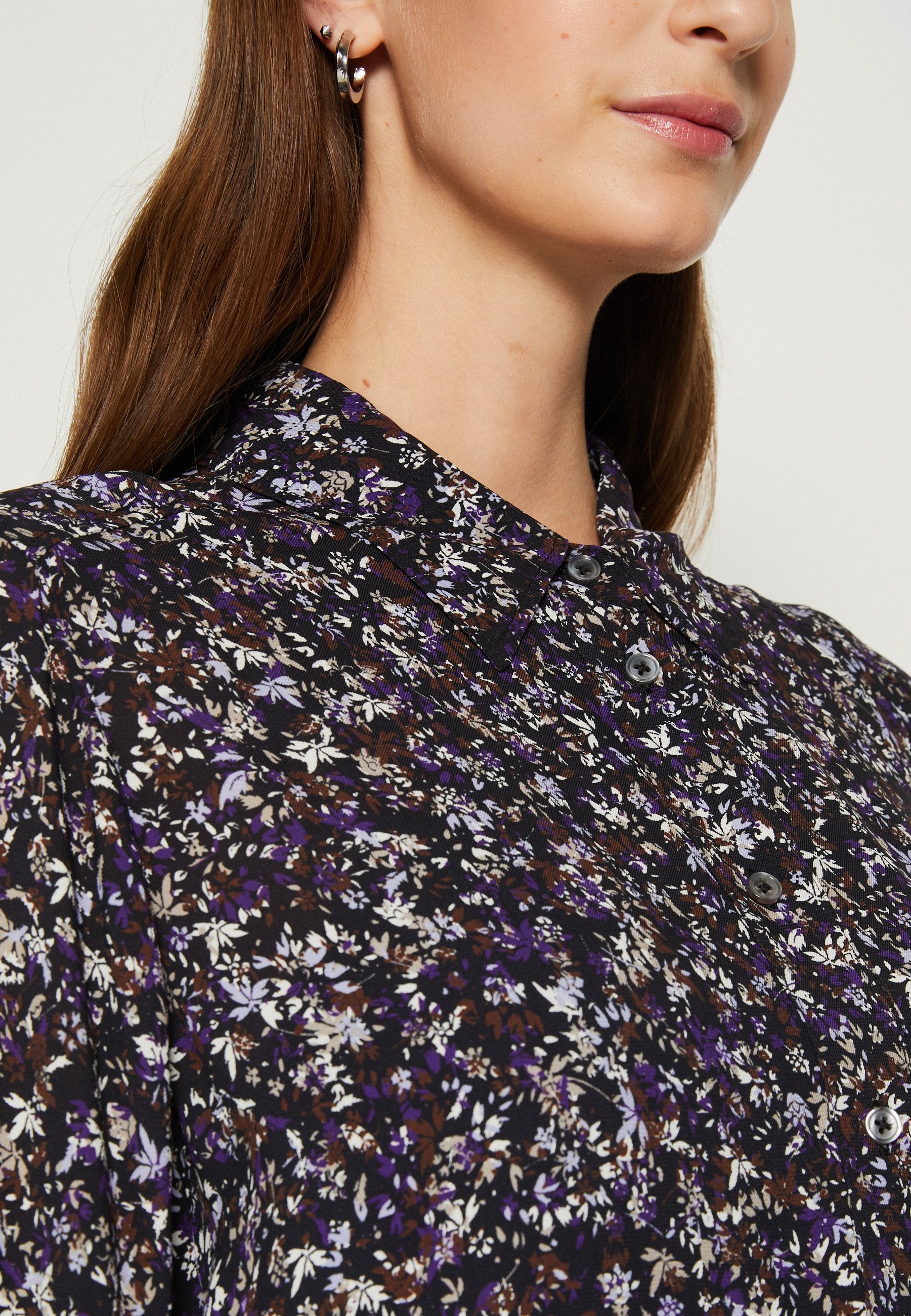 Marc O'Polo DRESS A SHAPE SHIRT STYLE VOLANT SKIRT LONG SLEEVE KENT COLLAR