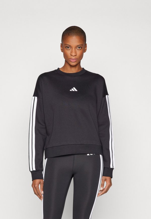 adidas Sportswear ESSENTIALS 3 STRIPES - Sweatshirt - black/white