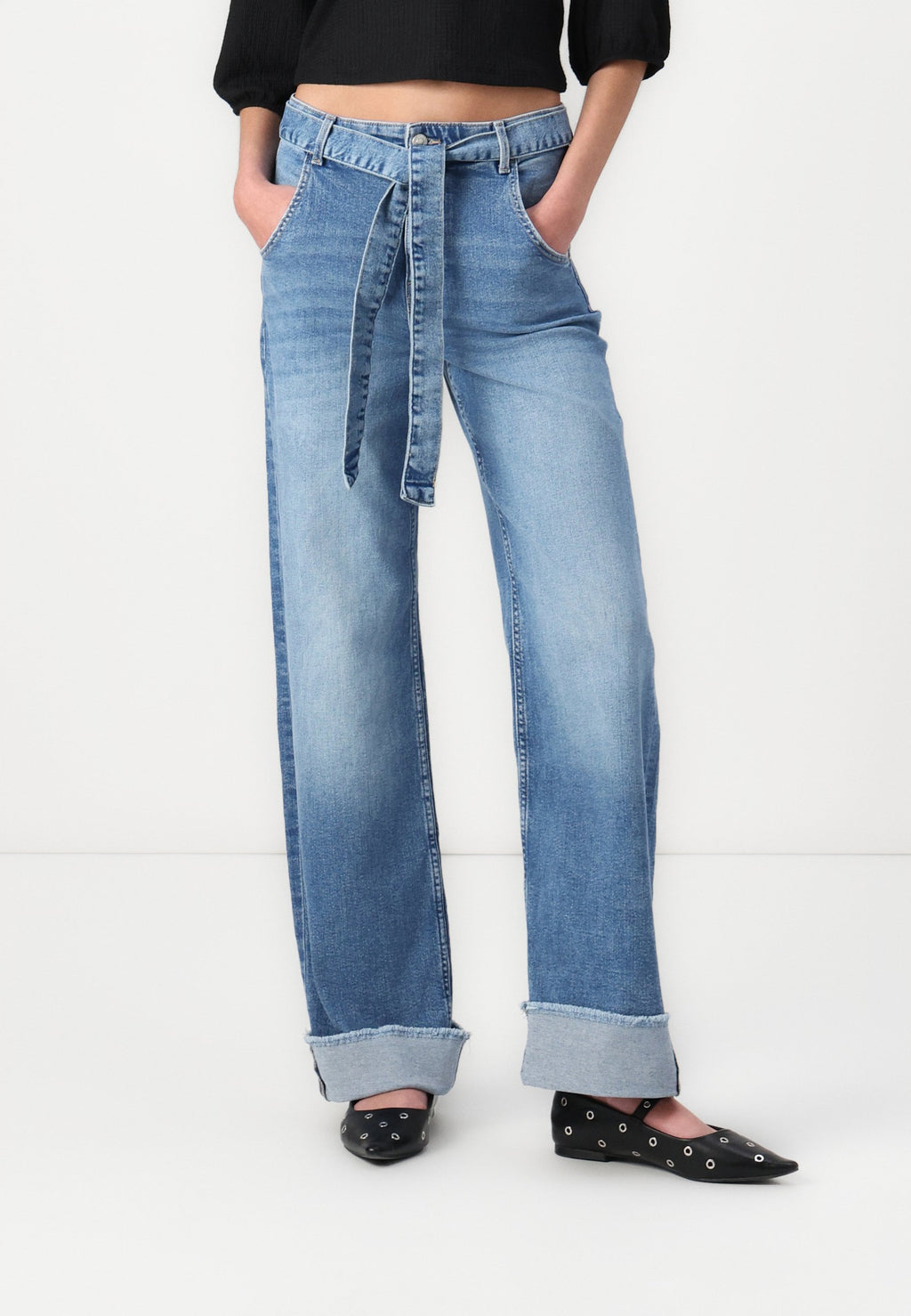 ONLZADDIE WIDE LEG BELT FOLD UP Media 3