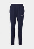 Marineblaue Jogginghosen aus weichem Stoff, mit einem elastischen Bund und einem weißen Nike-Logo am linken Oberschenkel.