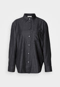 BLOUSE CASUAL FIT ROUND HEM CHEST POCKET COLLAR LONG SLEEVE Media 1