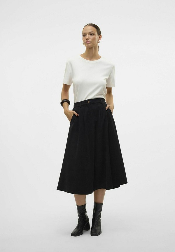 Vero Moda VMVIENNA High waist Corduroy Midi - A-line skirt - black