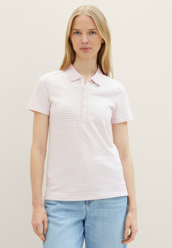 TOM TAILOR Polo shirt - rose offwhite stripe