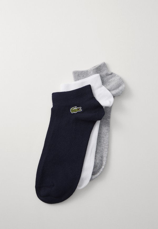 Lacoste 3 PACK - Sneaker socks - silver chine/navy blue/white
