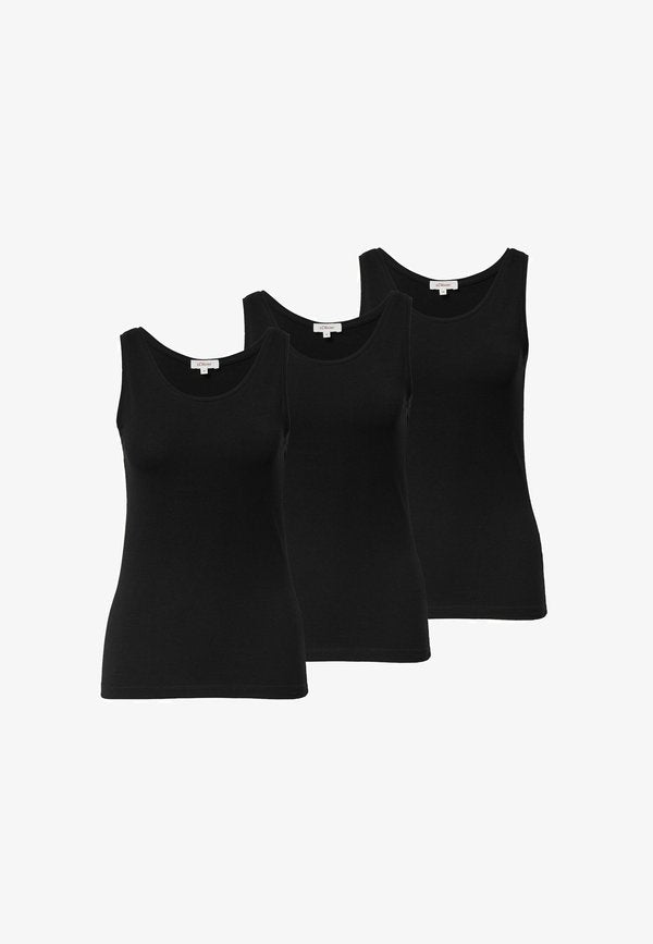 s.Oliver DAMEN TOP BREITE TRÄGER RUNDER AUSSCHNITT BASIC 3ER PACK - Top - schwarz