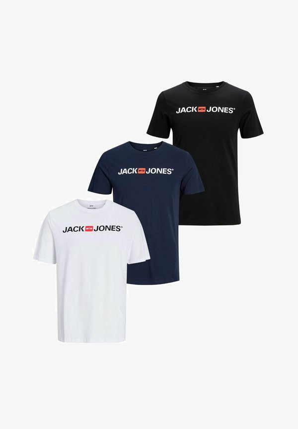 Jack & Jones RUNDHALS CORP 3 STÜCK - Print T-shirt - navy weiß schwarz