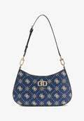 Guess EMELIE LOGO TOP ZIP SHOULDER  - Handbag - navy logo
