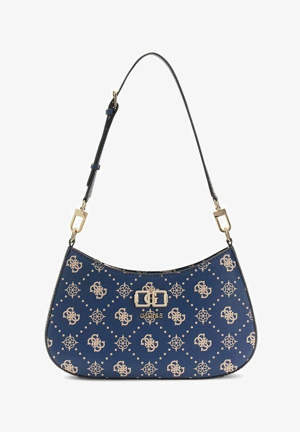 Guess EMELIE LOGO TOP ZIP SHOULDER  - Handbag - navy logo
