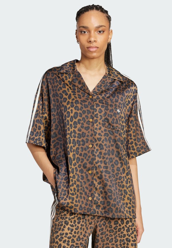 adidas Originals LEO PRINT SATIN - Button-down blouse - multicolor bronze strata