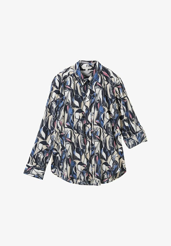 TOM TAILOR GEMUSTERTE - Button-down blouse - blue