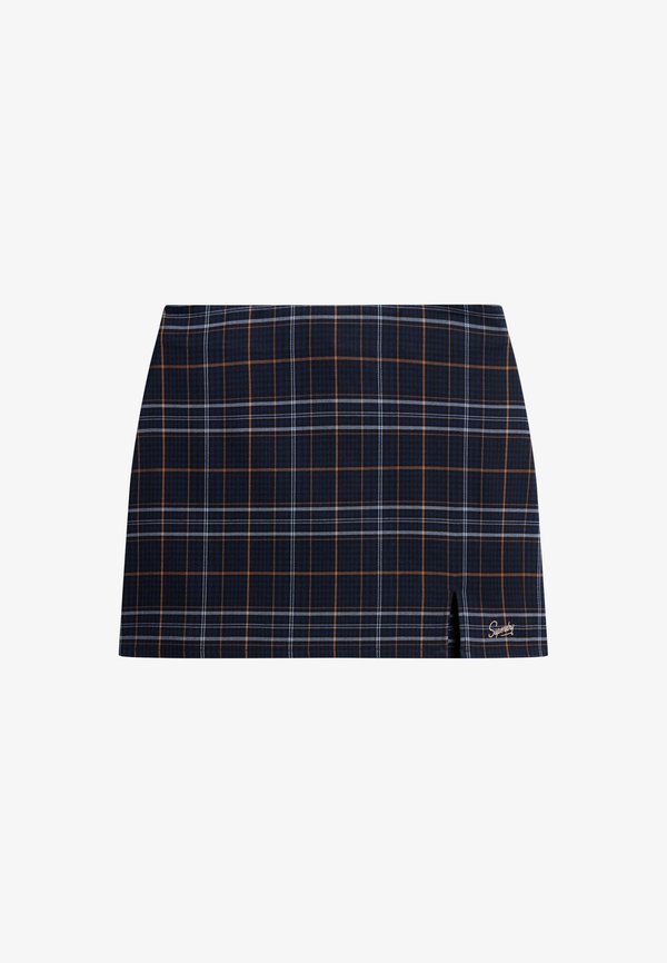 Superdry & Co CHECK  - A-line skirt - blue  yellow check